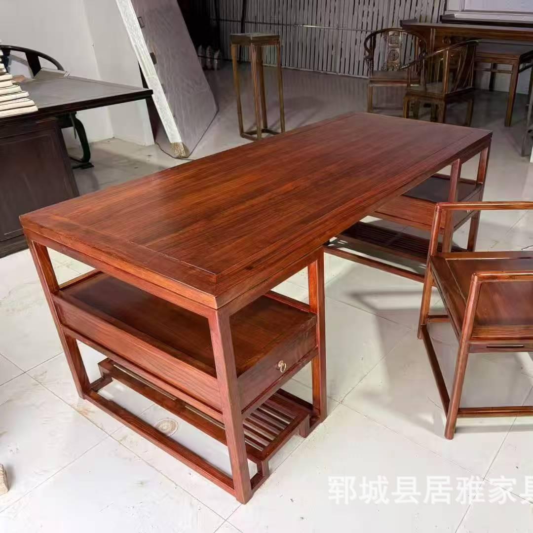 中式书法桌实木画案书画桌榆木仿古书桌复古写字台国学原木书桌