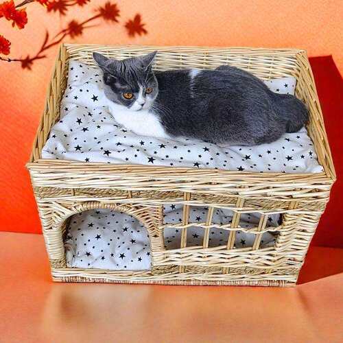 藤编狗窝拆洗猫笼夏季宠物凉窝封闭式屋猫别墅四季通用猫咪房子
