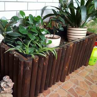 阳台栅栏花盆 种植花盆 碳化色防腐实木户外花盆 长方形花盆