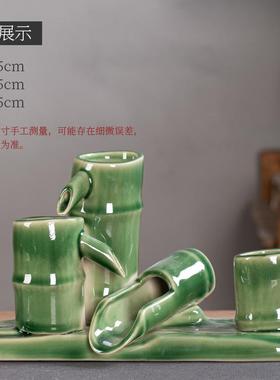 高档石牛槽陶瓷流水景循增养鱼缸盆滤庭院阳台花D园IY环装过饰水