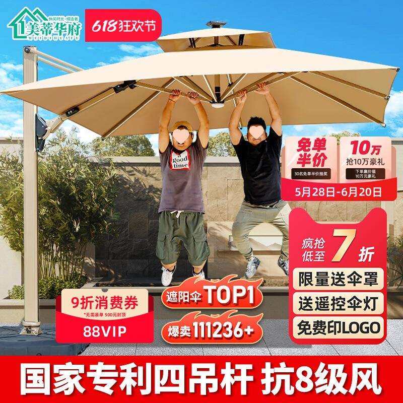 户外遮阳伞庭院伞露天阳台别墅花园大太阳伞棚商用室外摆摊罗马伞