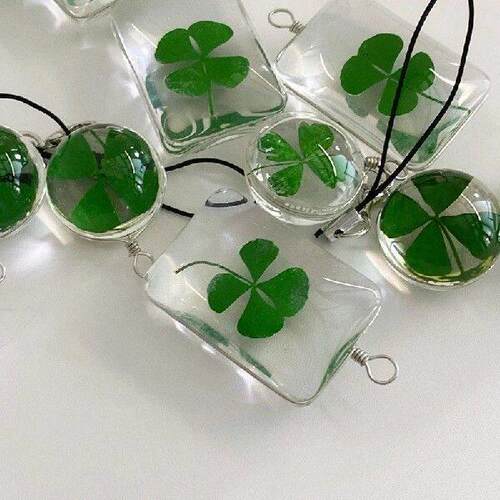 Green Lucky Four Leaf Clover Keychain Lucky Clover Phone