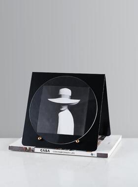 简约现代几何拼贴金属相框轻奢摆件时尚样板房酒店卧室床头柜装饰