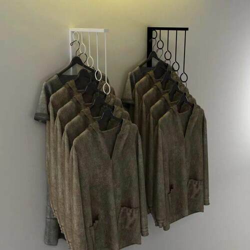 服装店墙壁展示架钉墙挂钩高档上墙衣服架子男女装店金色侧挂衣架