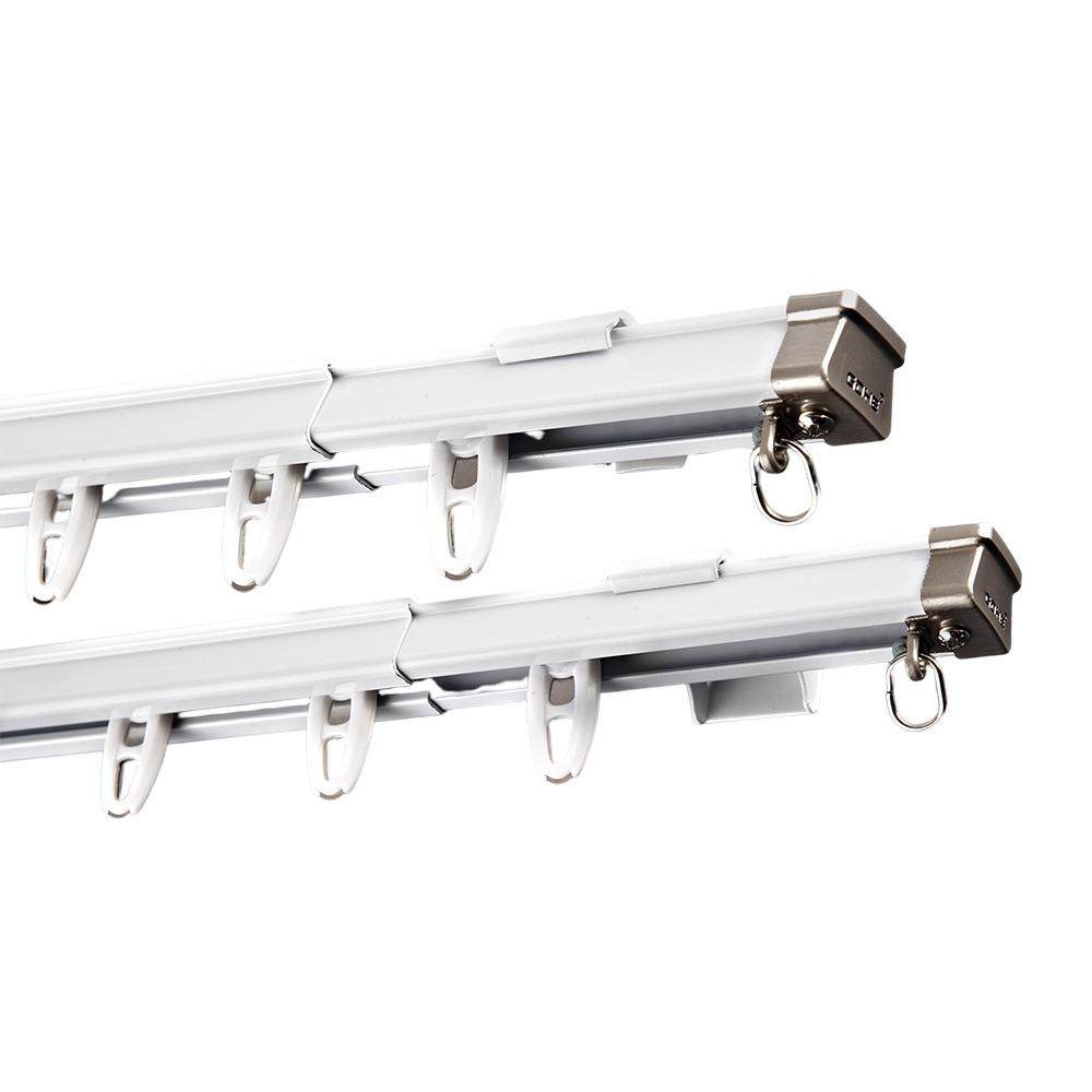 伸缩窗帘轨道静音滑轨顶装侧装挂钩式窗帘杆伸缩杆铝合金静音导轨