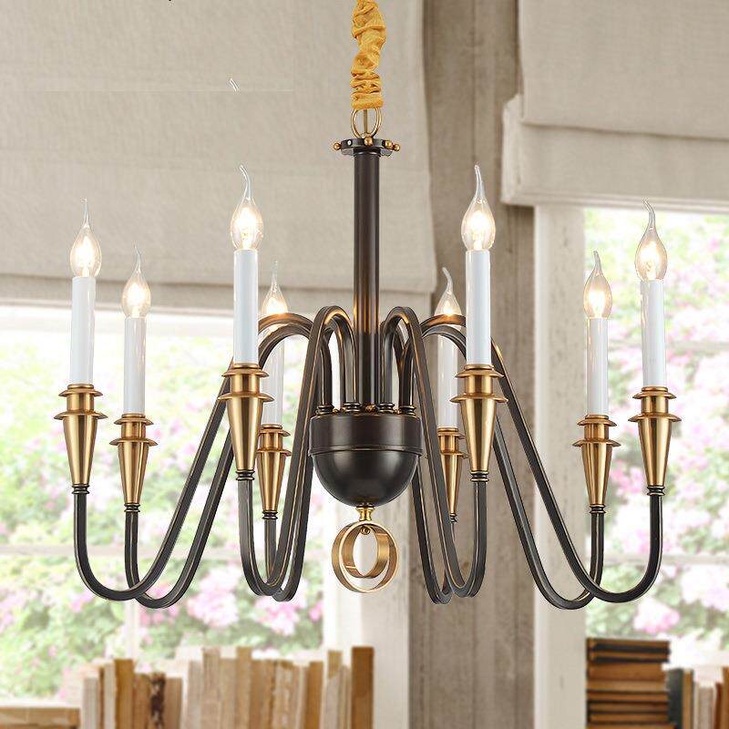 全铜美式乡村复古铜吊欧新古典艺术全铜灯田园美式客厅餐厅吊灯