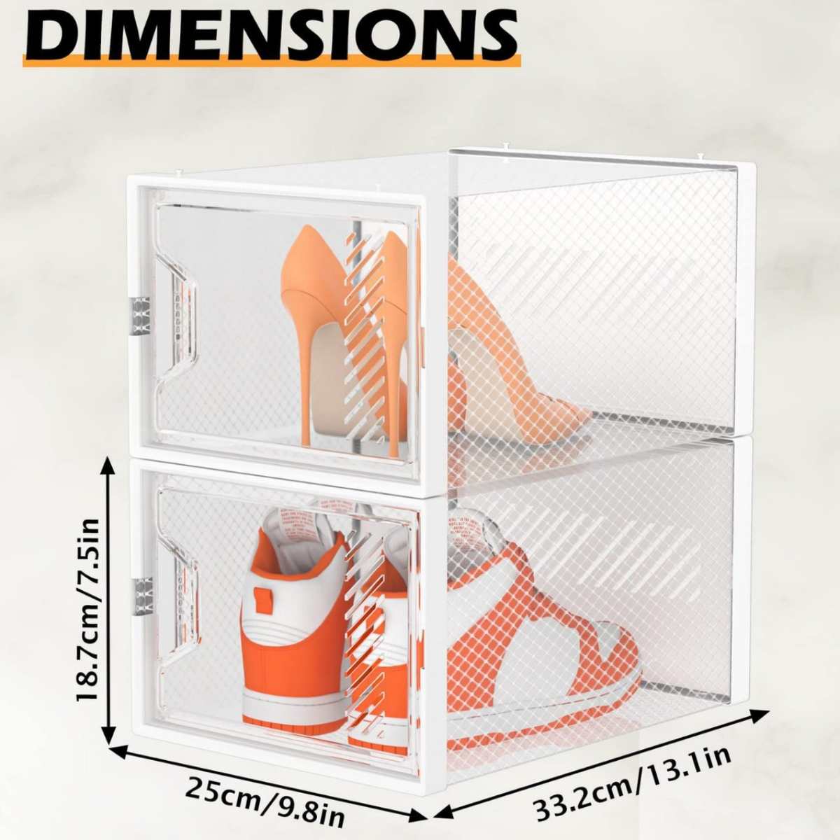 塑料简易翻盖式组合鞋柜家用宿舍磁吸收纳盒非亚克力透明鞋盒批发