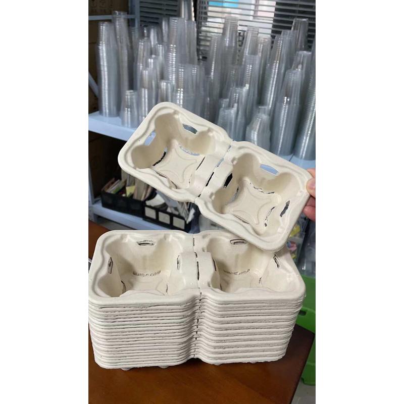 托杯打包降奶茶双杯外卖纸浆一次性可架咖啡杯托拆分饮品四杯可