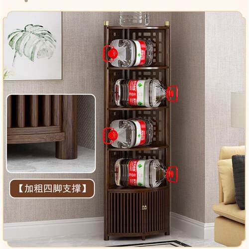 新中式转角架置物落地直角博古架扇形储物架三角柜墙角客厅收纳柜