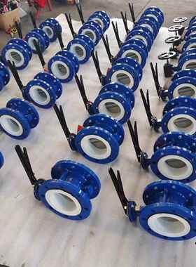 手柄法兰蝶阀软密封中线 球墨铸铁衬四氟蝶阀 厂家天津D41F-10Q