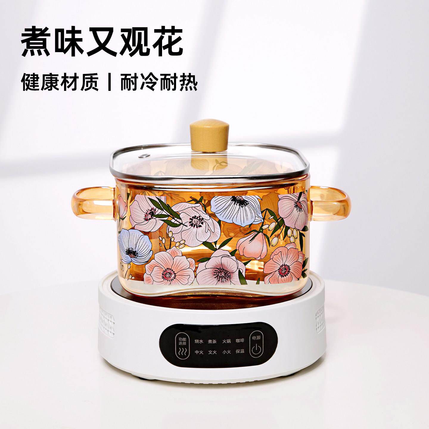 耐高温玻璃锅明火可燃气电陶炉泡面锅高硼硅炖银耳羹双耳汤煲奶锅