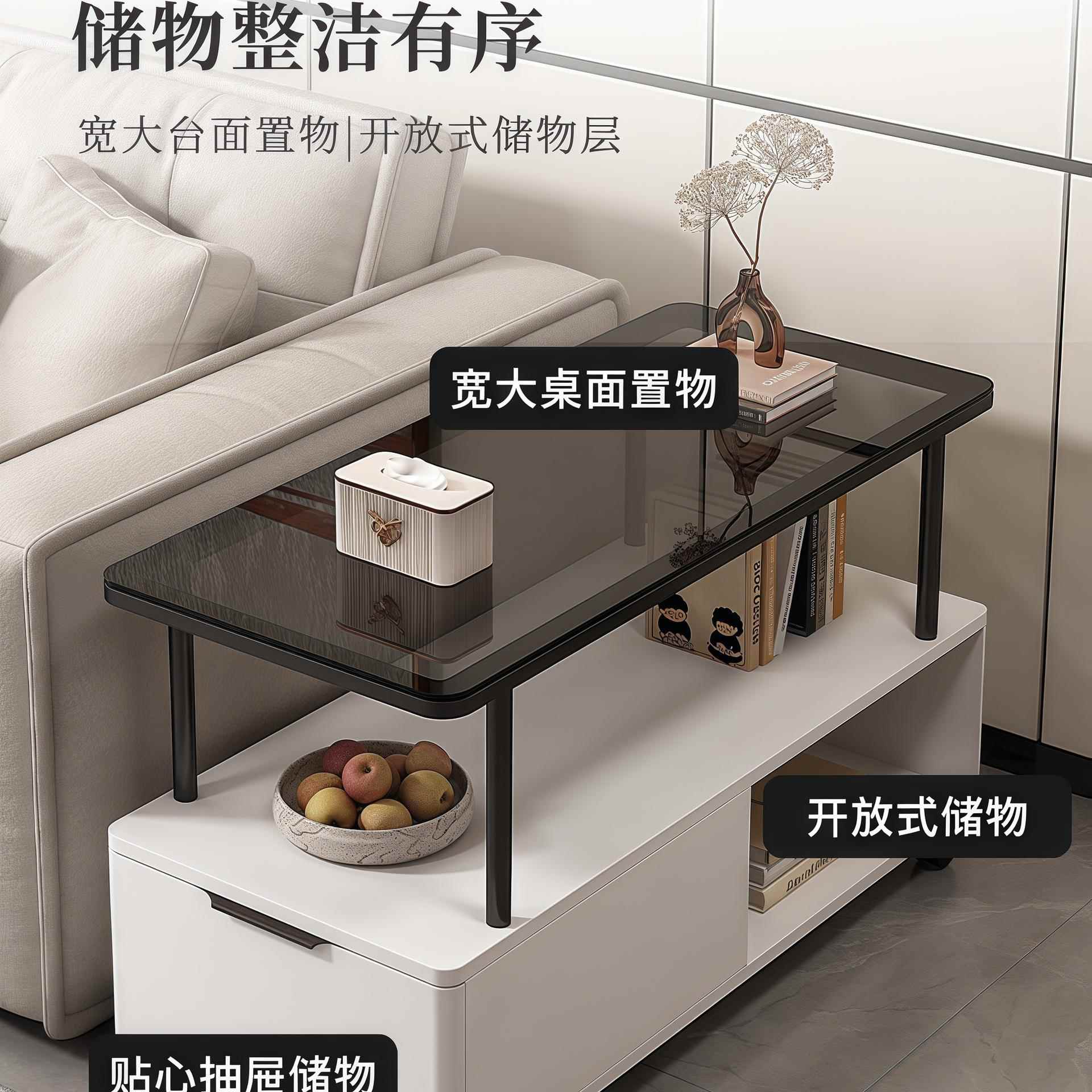 沙发边侧柜轻奢小桌子可移动茶几夹缝收纳几柜子客物厅角985简易