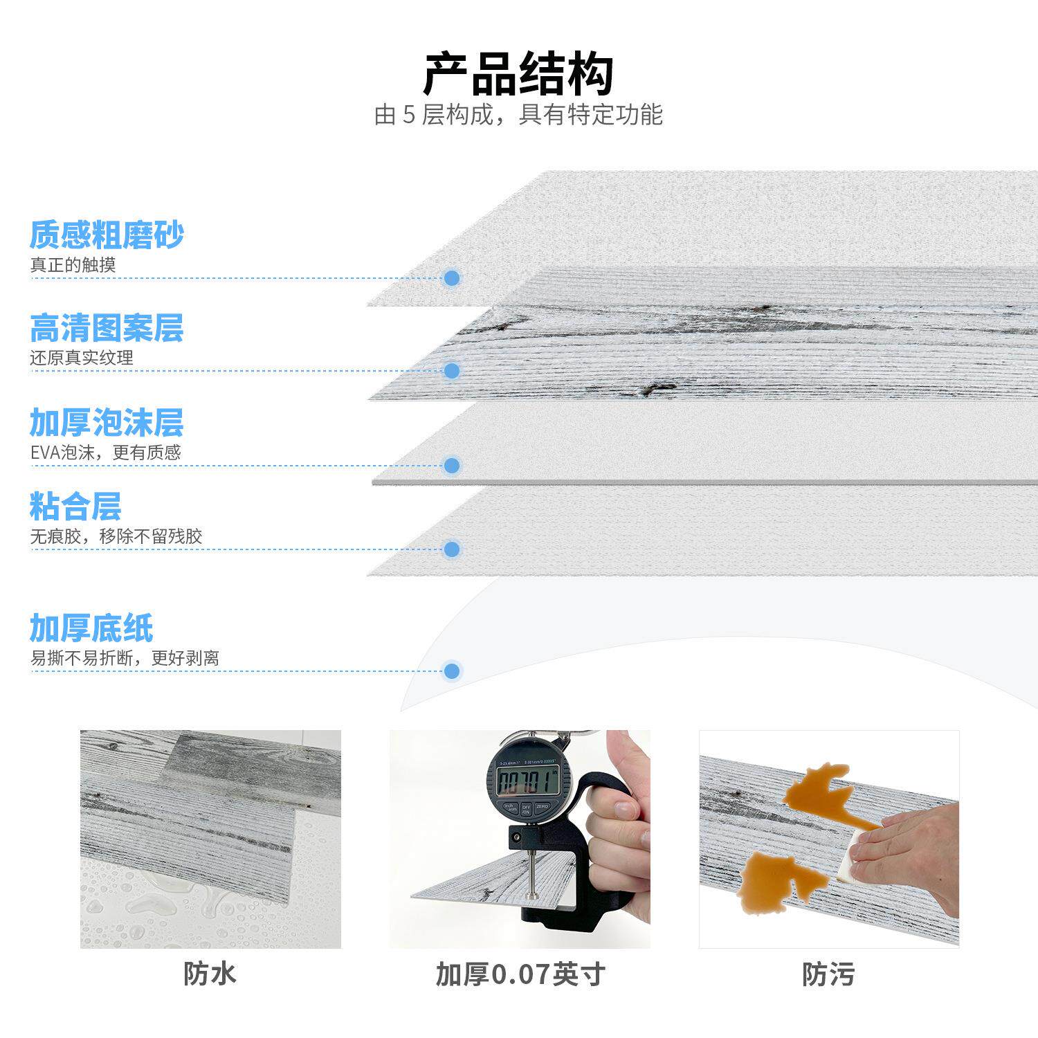 新款直销木纹磨砂PE泡棉墙贴自粘防撞防水加厚墙纸美式石纹墙面装