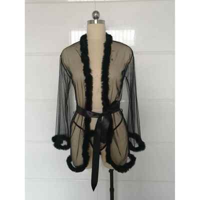 Underwear Bathrobe Mesh Lace Nightgown Sexy Nightwear毛毛