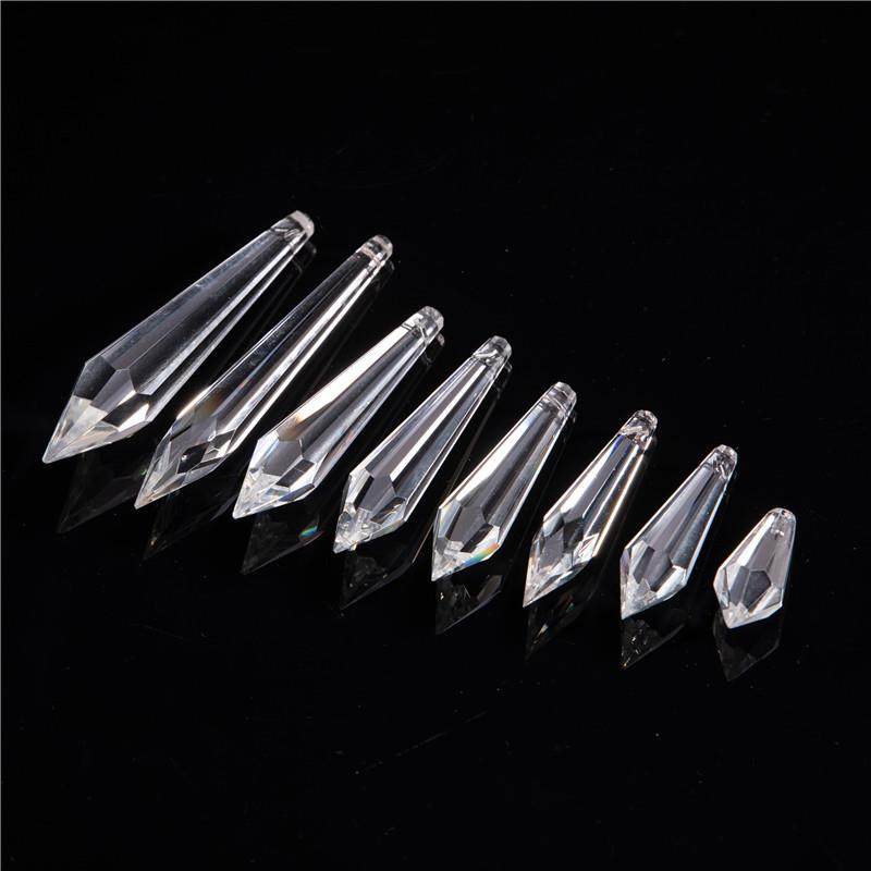 阳光捕手38mm机磨透明水晶尖珠链 中南柱 水晶灯饰配件 饰品配