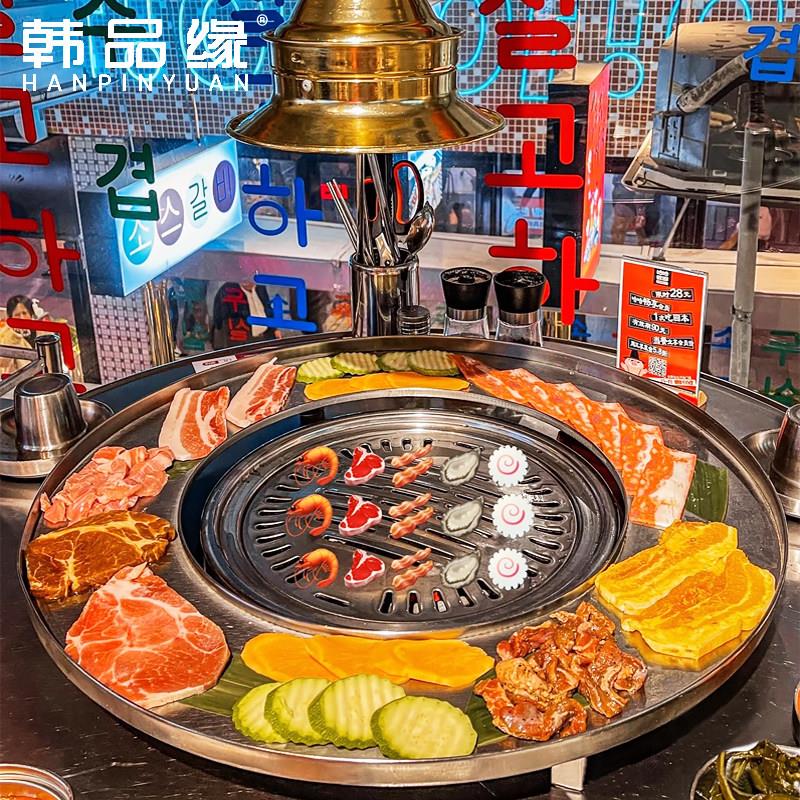 商用烤肉店不锈钢圆环形套餐盘圈加厚烤肉盘创意呼啦圈餐具托 托