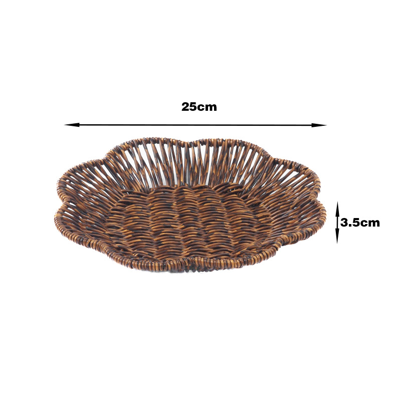 创意酒吧家用仿藤编桌面收纳篮零食蓝炸物ins框子餐厅点心盘果蔬