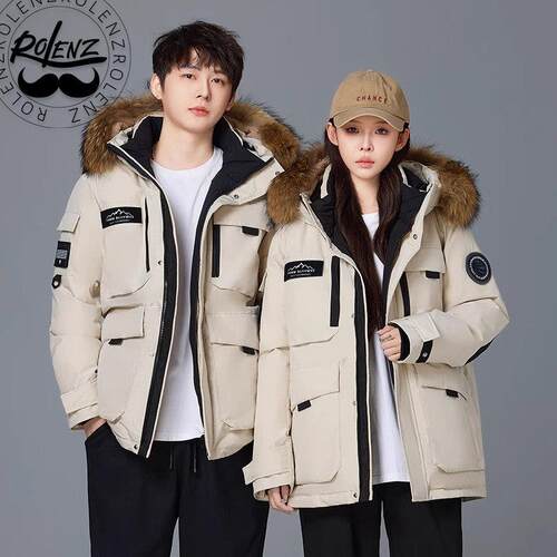 ROLENZ高端品牌羽绒服男女中长款户外极寒加厚情侣派克服工装外套