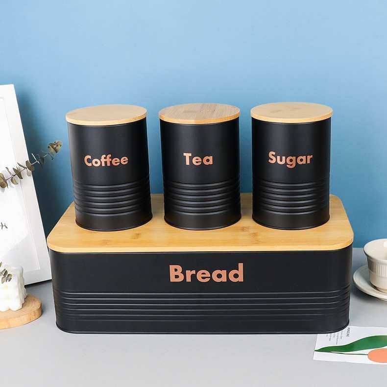 新品条纹竹盖四件套镀锌铁咖啡罐环保收纳盒食品收纳玄关装饰收纳,收纳整理,食物收纳盒,淘宝优惠券,粉丝福利购,淘宝优惠卷