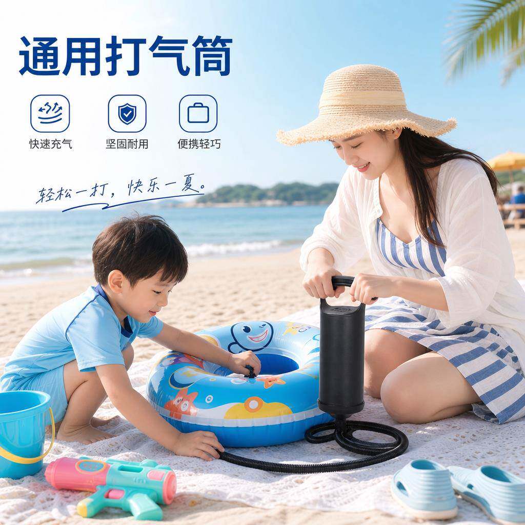 通用款游泳圈游泳池打气筒充气皮球筒家用可携式床垫橡皮艇大号打