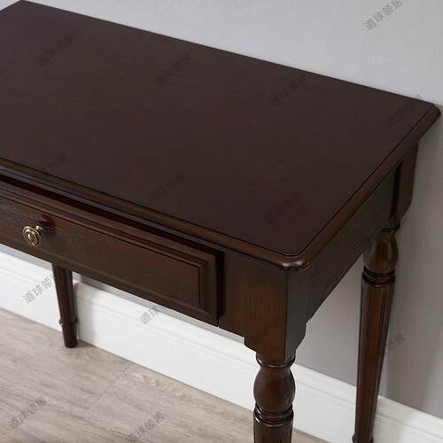 019桌美式实木书约家用学生写字J台小户简型办公桌卧室多功能电脑