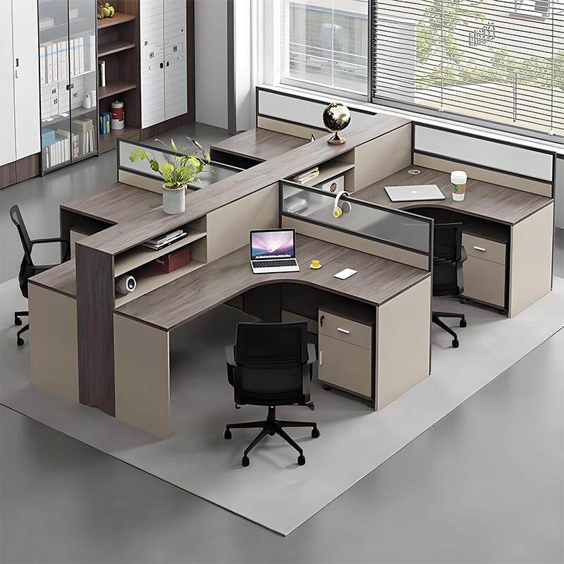 职员办公桌员工位办公室简约现代十字四人位屏风卡位办公桌椅组合