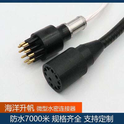 海洋升帆水密连接器 微型10芯压力补偿 ROV水下电机连接插头防水7
