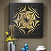 后现代沙发背景装 饰画金箔抽象挂画方形大气样板房工业风挂画