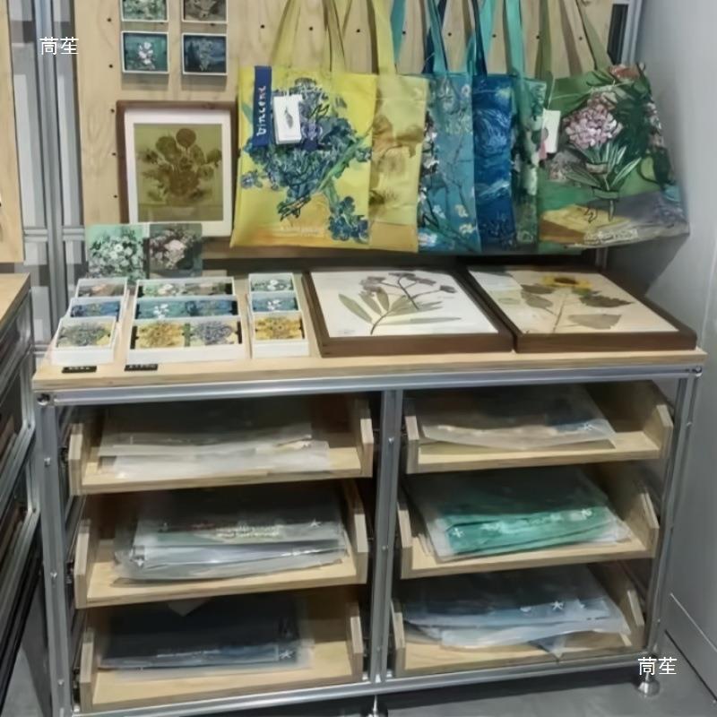 铝型材桦木陈列货柜墙上带灯洞洞板装饰架创意架饰品店落地展示架