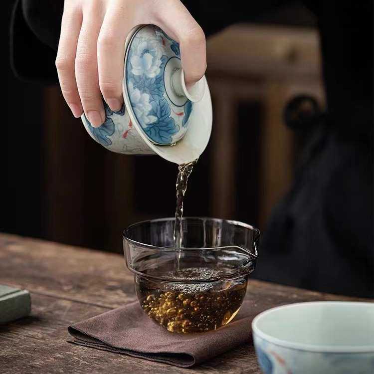 青花快客杯一壶二杯旅行茶具套装便携式单人户外露营随身旅行套装