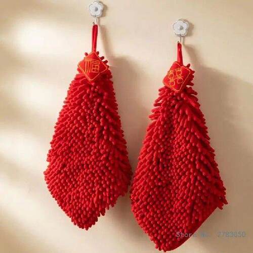 Red Hands Towel Red Wipe Cloth Chenille Cleaning Cloths