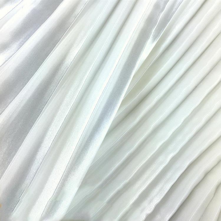 新款直销电光服装布料 多色大条纹风琴褶压皱百褶仿真丝色丁 不透