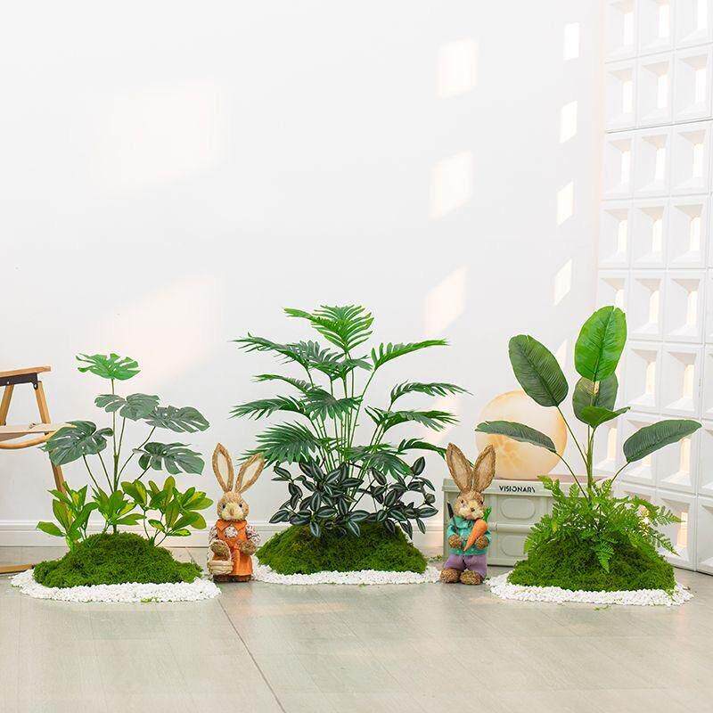 彷真绿色植物造景景观组合室内橱窗苔藓假植物彷生植物楼梯下装饰