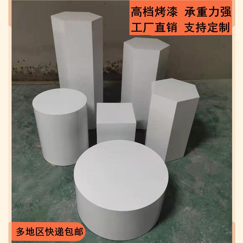 橱窗展台圆形木质烤漆展示台鞋店直播站台模特底座地台方形展示柜