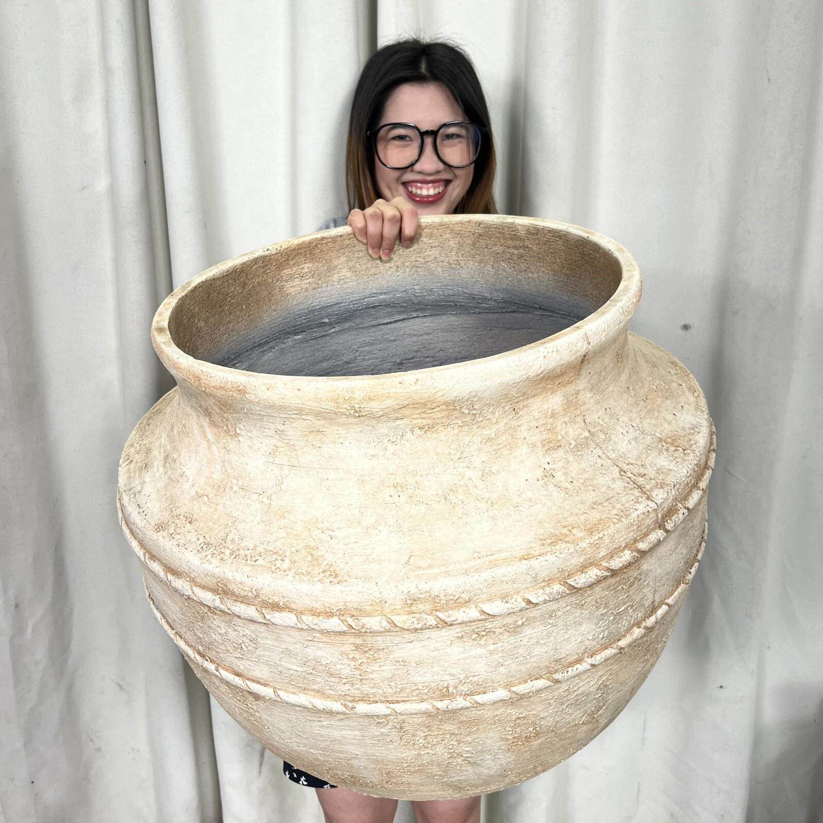 50cm口径覆古陶罐诧寂风种树花盆北欧简约落地酒店民宿咖啡厅花盆