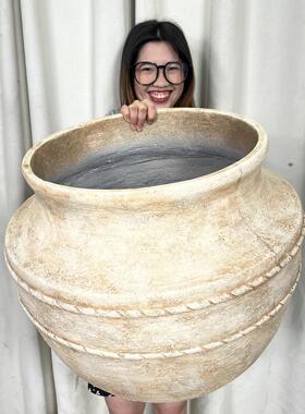 50cm口径复古陶罐诧寂风地中海风格南法庭院酒店民宿咖啡厅大花盆