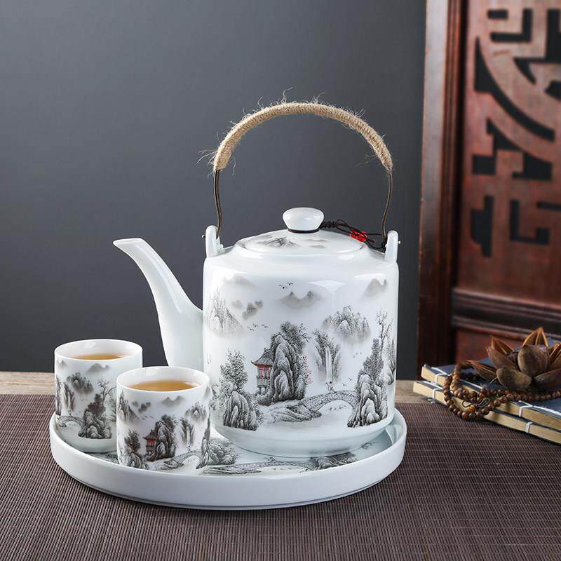 陶瓷茶壶大号提梁壶家用提灌壶冷水壶饭店饭厅泡茶壶单壶耐热茶具