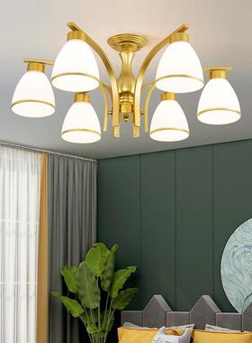 客厅美式简约吊灯家用卧室灯具创意大气轻奢现代led餐厅新款玻璃