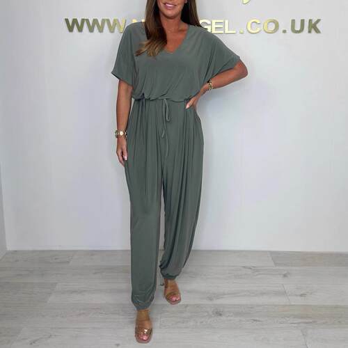 Women's V-neck jumpsuit waist set