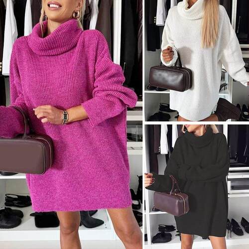 Womens Turtleneck Oversized Sweater Batwing Chunky Pullover