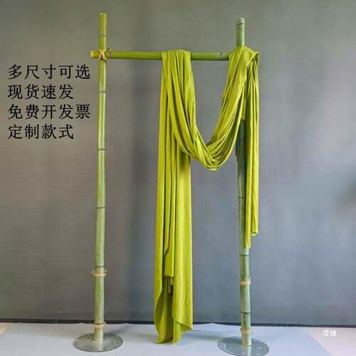 新款婚庆竹子背景架迎宾架纱幔古风美陈装饰落地竹筒立式竹竿架子