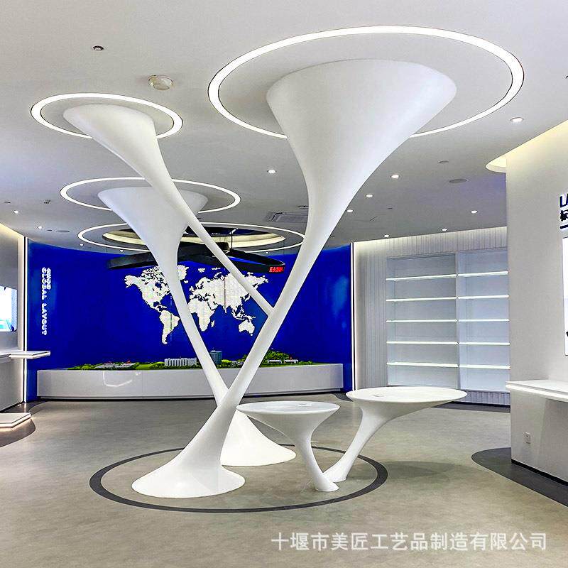玻璃钢立柱展馆吊顶背景墙装饰商场柱子雕塑包柱凳圆形柱外罩FRP