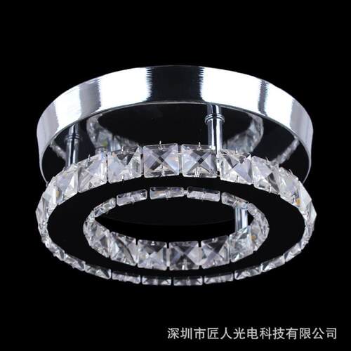 厂家现货LED圆形不锈钢水晶过道灯现代简约走廊玄关入户门厅灯具