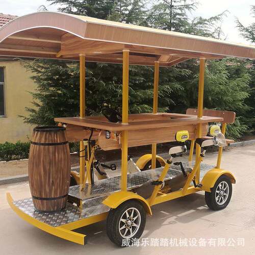 4人脚踏骑行啤酒车休闲健身观光酒吧车景区骑行派对自行车街景车