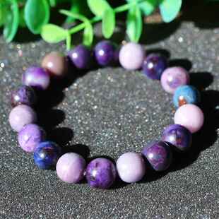 天然老料油润玉化糖果紫舒俱来单圈手链12MM复古冷艳风女款苏纪石
