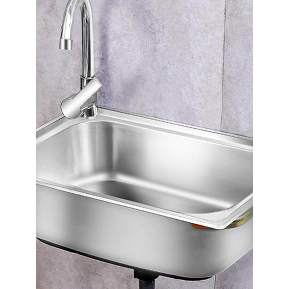 带支架的不锈钢小型单槽简易家用洗脸盆厨房水槽洗碗墙悬挂水槽