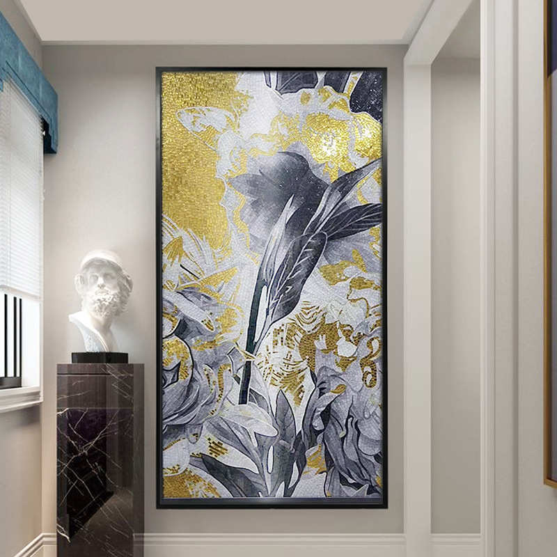 马赛克瓷砖背景墙玄关走廊马赛克装饰画剪画别墅电视墙水晶石材画图片