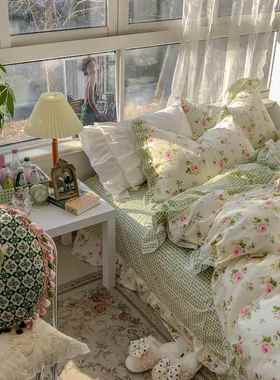 高档优恋Vintgea法式/复古玫瑰纯棉四件套全棉被套床单.51.18米床