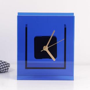 简BGP约力板现代克透明方形时钟桌面亚摆件样房间卧室床头柜座钟