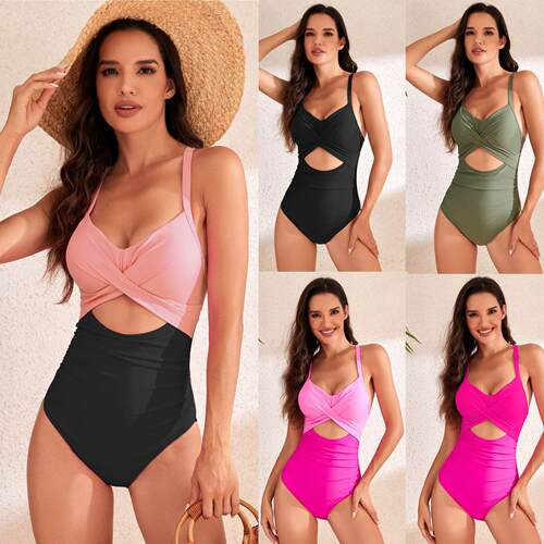 One-piece swimsuit with hollowed out design, women's high
